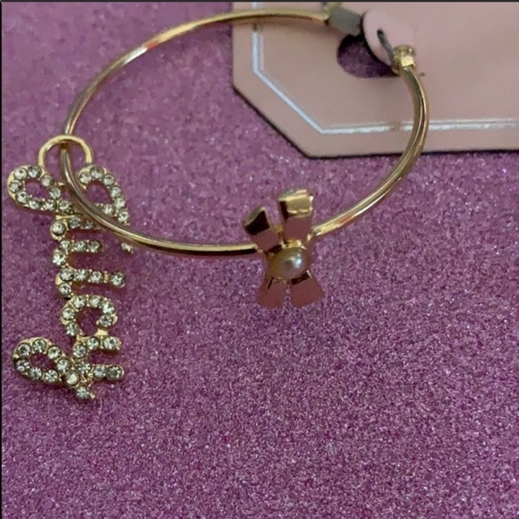 New Juicy Couture Gold Tone Hoop Earrings - Picture 4 of 8